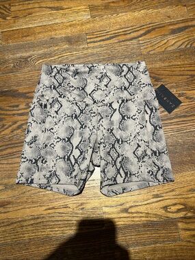 High-Rise Snake Print Bike Shorts in Gray — Danskin